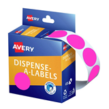 Avery Label Dispenser DMC24FP Pink Fluoro  Round 24mm 350 Pack